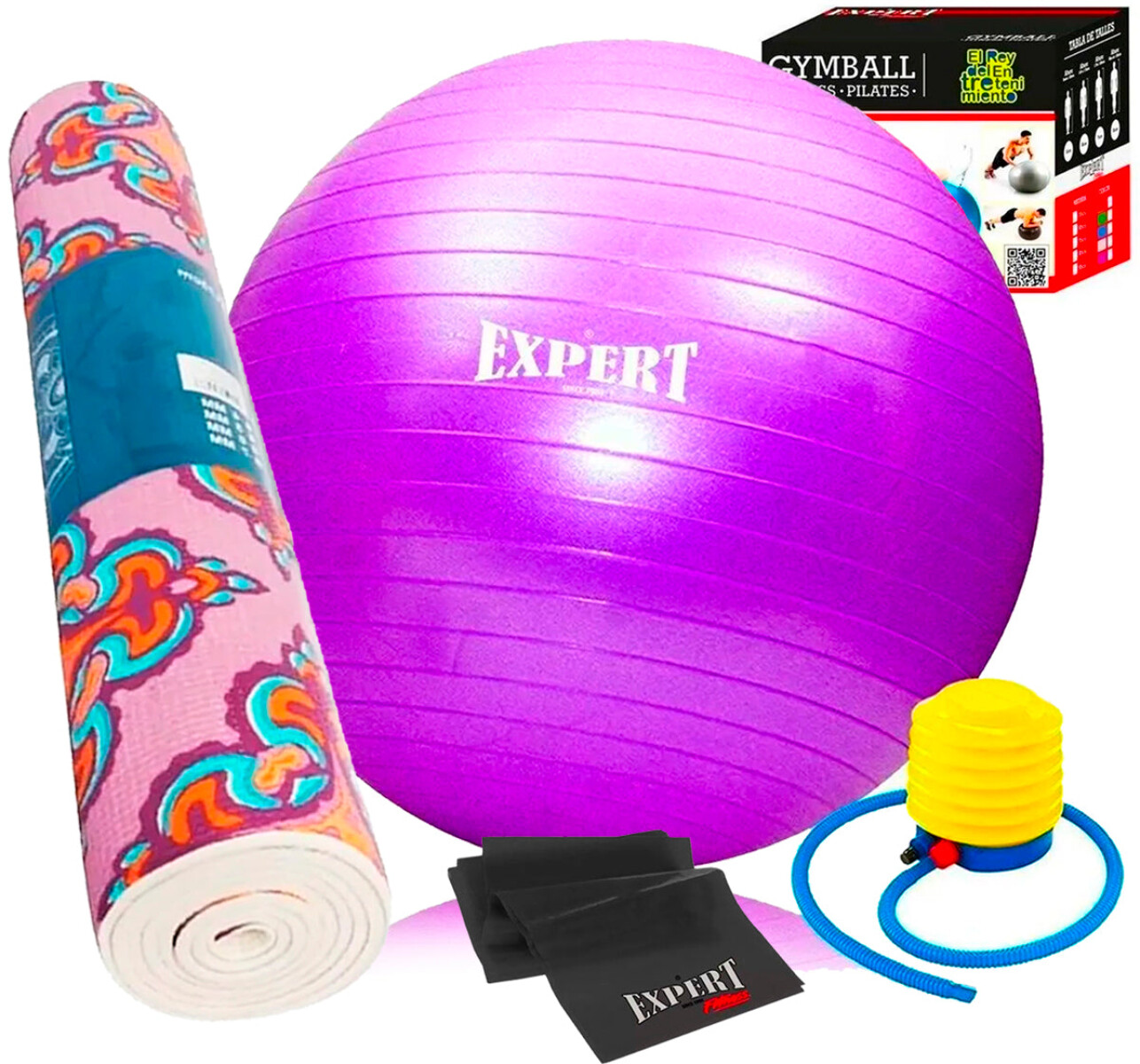 Set N11 Pelota Pilates 75+ Colchoneta Estam +teraband - Violeta 