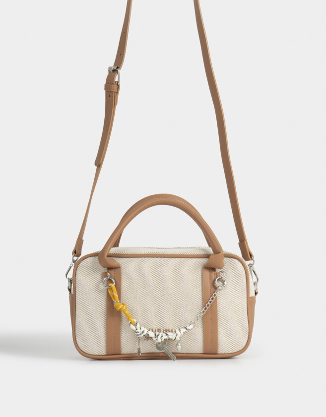 Bowling Cartera Bowling Con Charm - Blanco Crudo