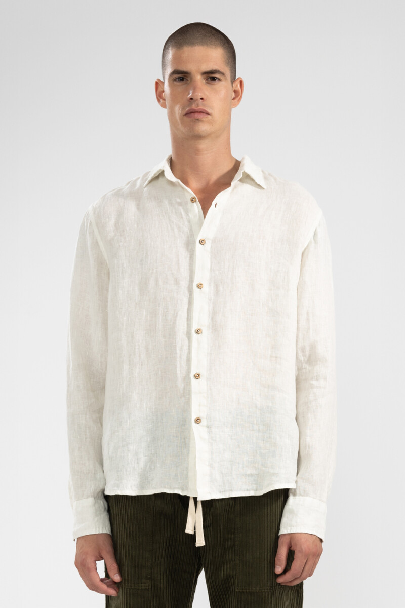 100% LINEN LONG SLEEVE SHIRT Oyster