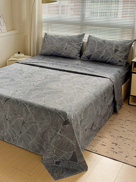 JUEGO DE SÁBANAS SOMMIER BOTANICO GRIS