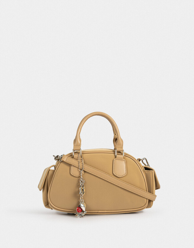 Bowling Cartera Bowling Con Charm - Marron Beige