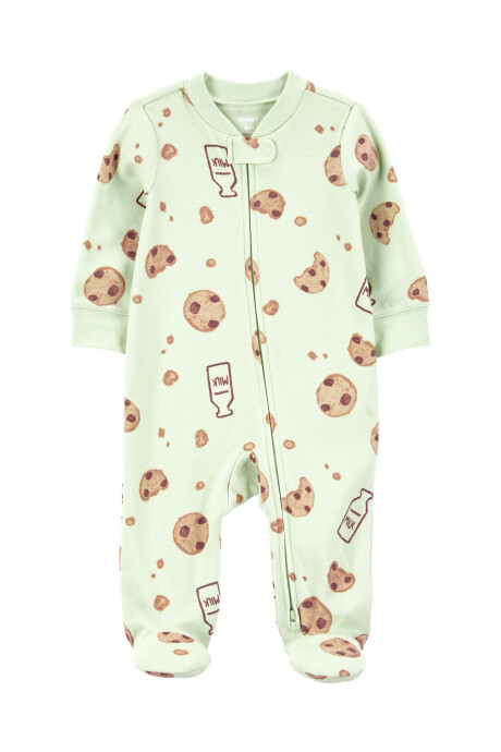Pijama una pieza de algodón, con pie, diseño galletas Sin color
