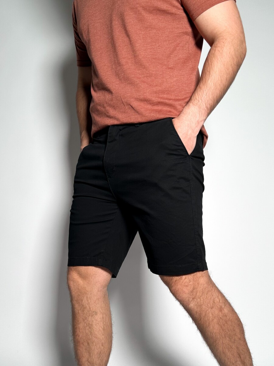 Bermuda corte vestir en gabardina Pekin - Negro 