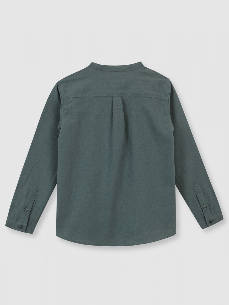 Camisa Cuello Mao Lisa Verde