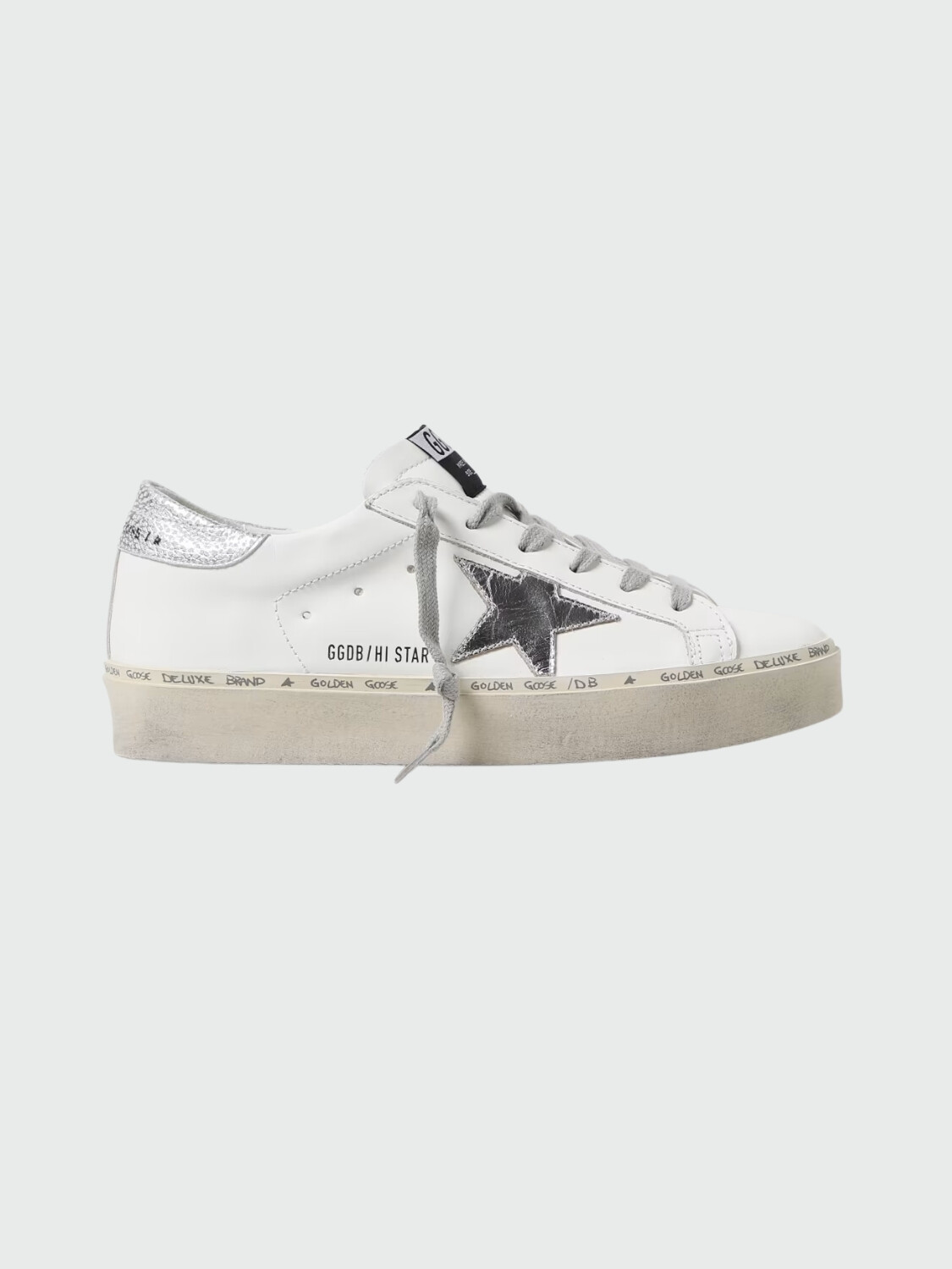 Golden Goose-Championes de cuero acordonados con suela alta , HI Star Blanco