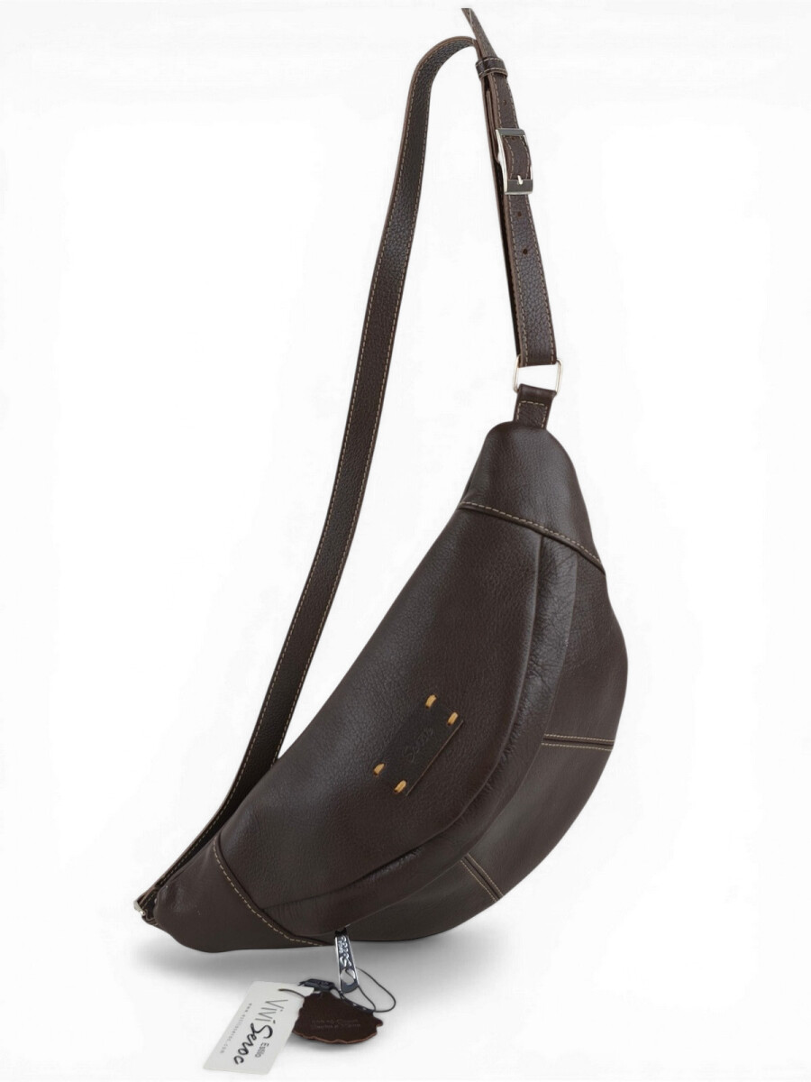 Riñonera Grande de Cuero - Chocolate 