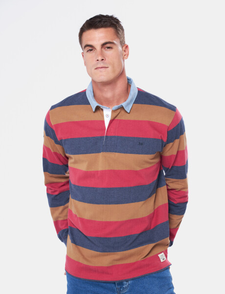 REMERA POLO RAYADA Ladrillo