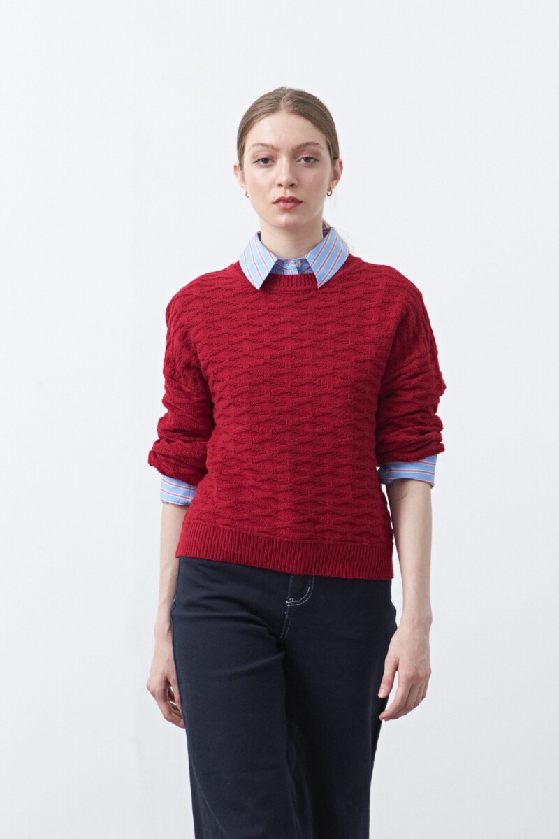 SWEATER DAMASO Rojo Oscuro