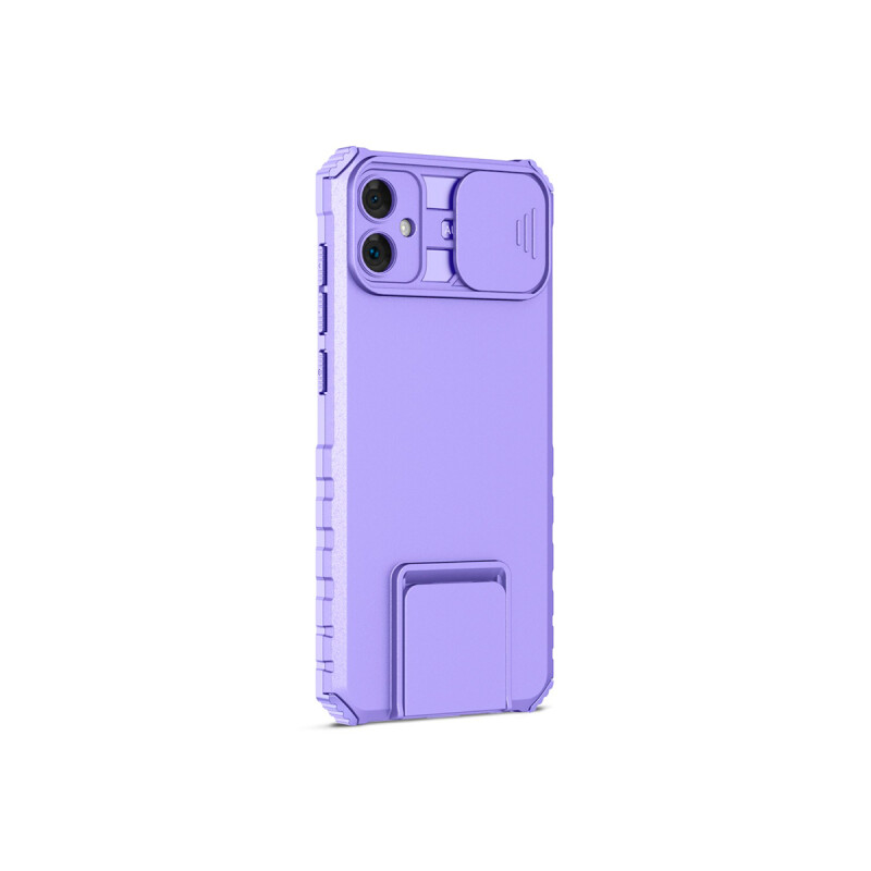 Protector Samsung Galaxy A05 con soporte y cubre cámara color lila Protector Samsung Galaxy A05 Con Soporte Y Cubre Cámara Color Lila