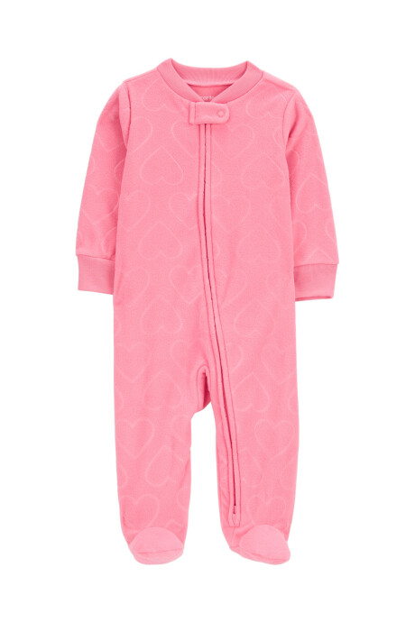 Pijama una pieza de micropolar, con pie, diseño corazones Sin color