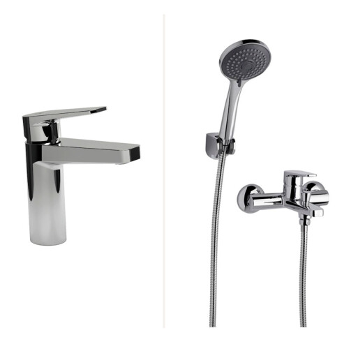 JUEGO DE GRIFERIA MONOCOMANDO CROMO BRILLO BAÑO LINEA ZOE CROMO