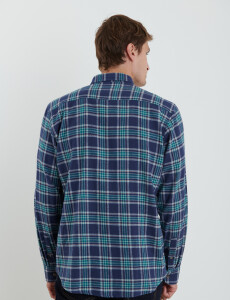 012442 CAMISA HARRINGTON LABEL Azul Osc/verde Jade