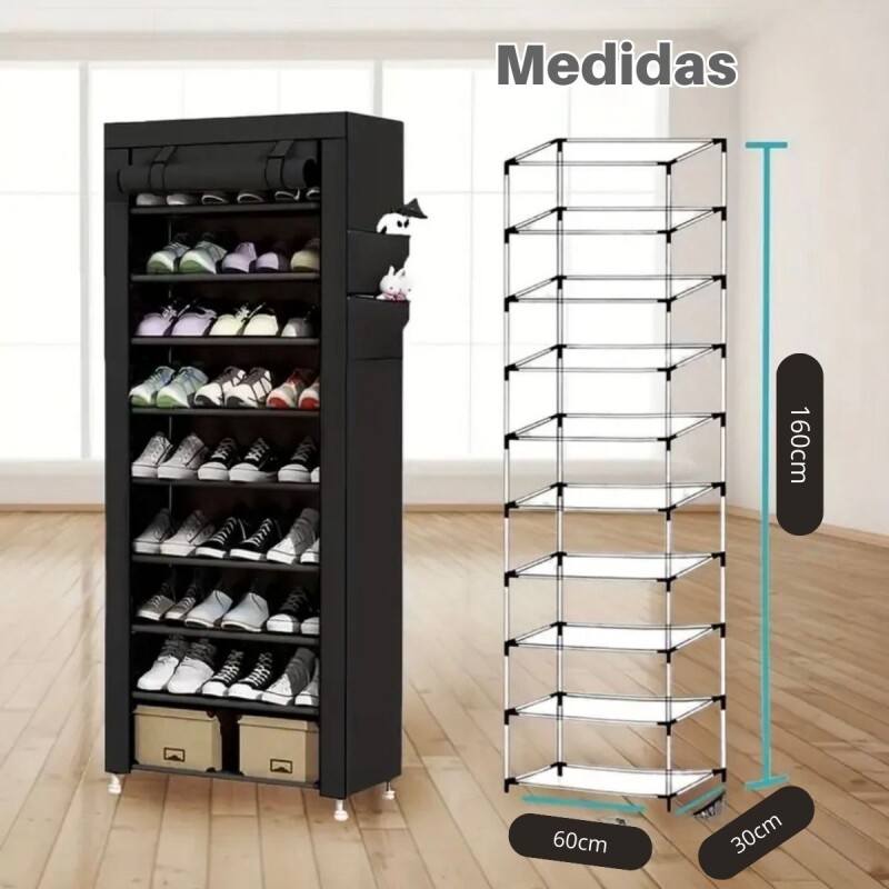 Organizador De Zapatos Zapatera Ropero Estanteria Calzado Negro Organizador De Zapatos Zapatera Ropero Estanteria Calzado Negro