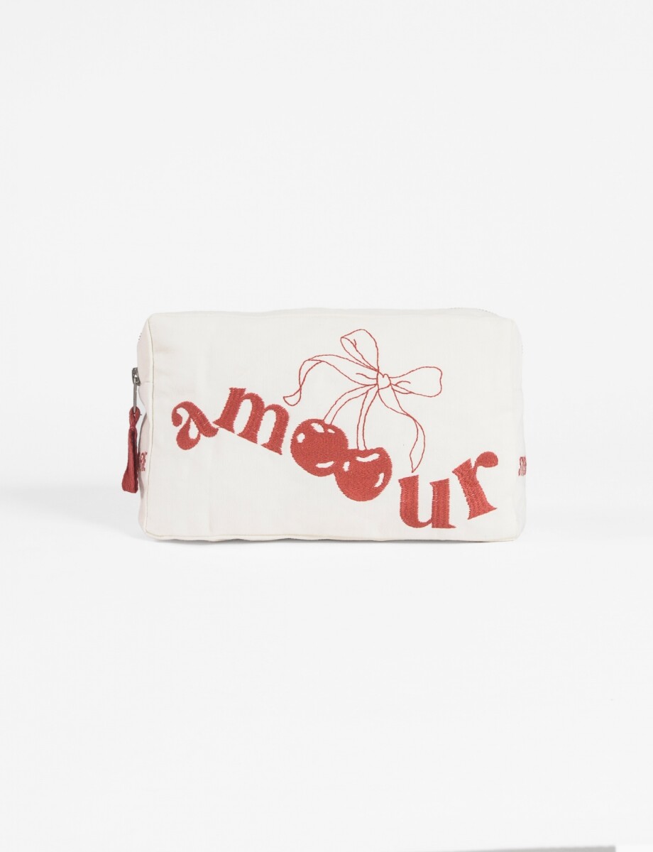 Estuche bordado amour - crudo 