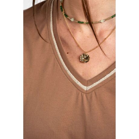 Remera Escote V Algodón Mocha