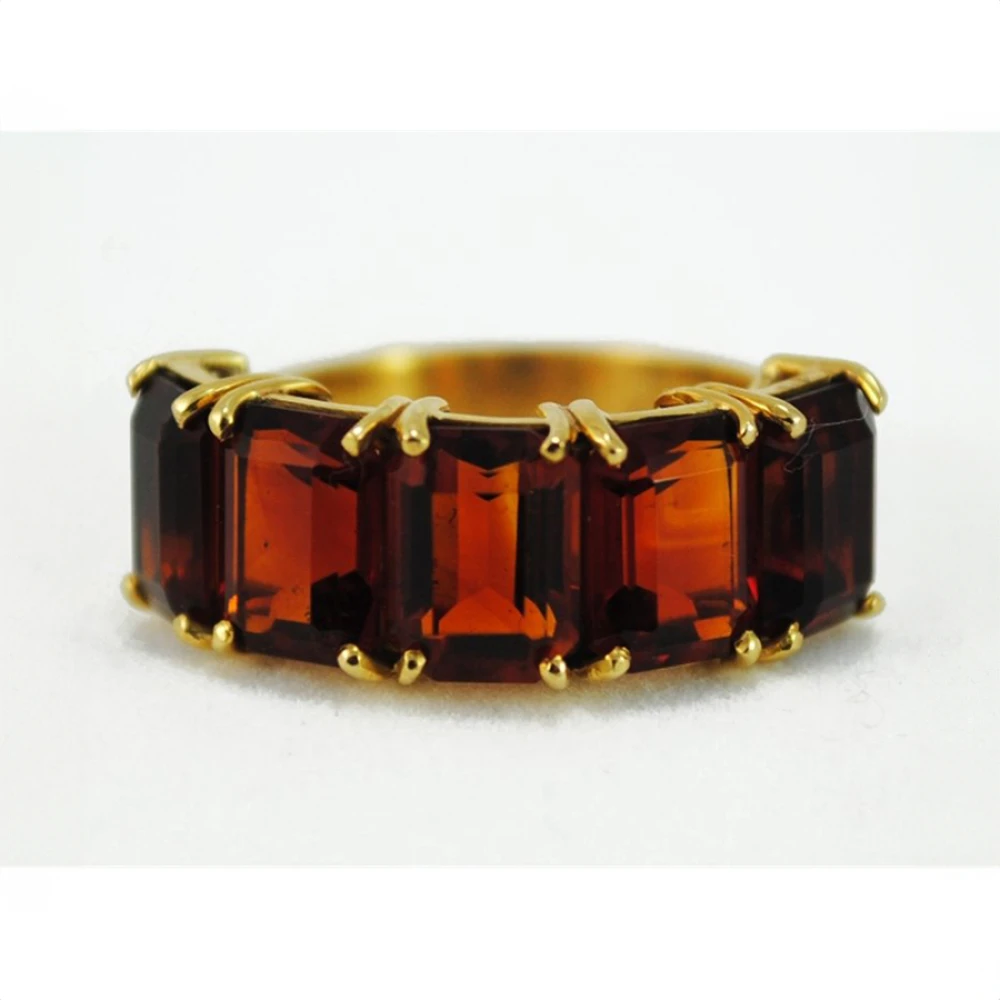 Anillo Oro 18K Con 5 Topacios Marrones Baguette Anillo Oro 18K Con 5 Topacios Marrones Baguette