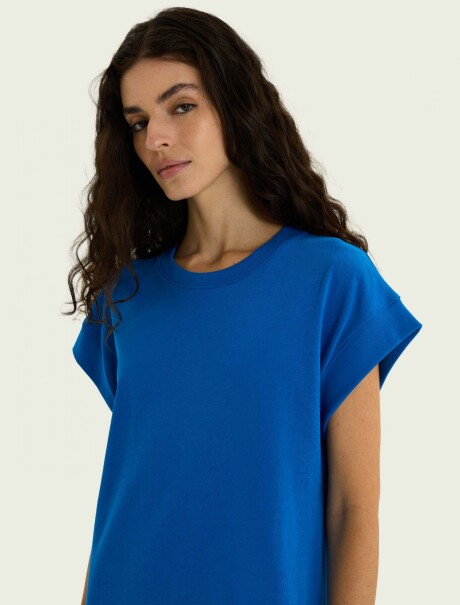 VESTIDO CORTO DE MANGA CORTA AZUL