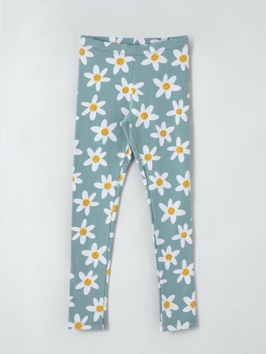 CALZA DE NIÑA ESTAMPADA SIN FELPA - CELESTE 