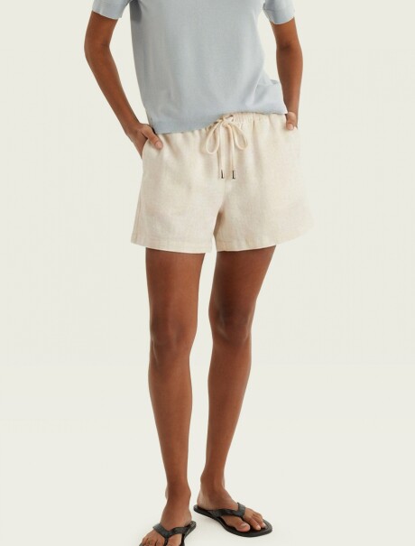 SHORT DE LINO CON ELÁSTICO BEIGE