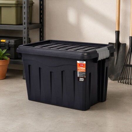 CAJA ORGANIZADORA CON TRABA 20 LITROS NEGRO CAJA ORGANIZADORA CON TRABA 20 LITROS NEGRO