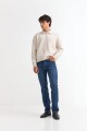 Sweater cuello polo con cierre BEIGE