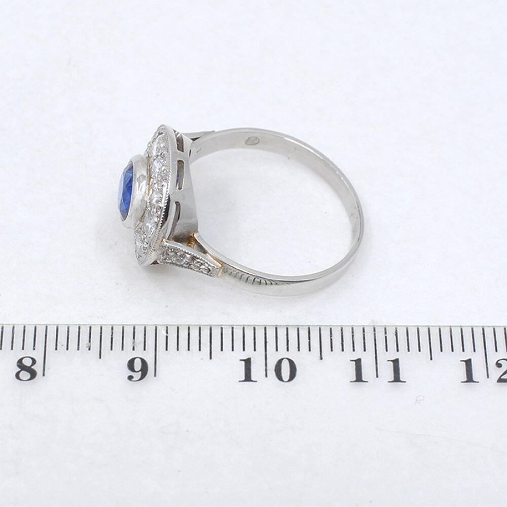 Anillo Nuevo Estilo Antiguo, Platino, Brillantes Y Zafiro Anillo Nuevo Estilo Antiguo, Platino, Brillantes Y Zafiro