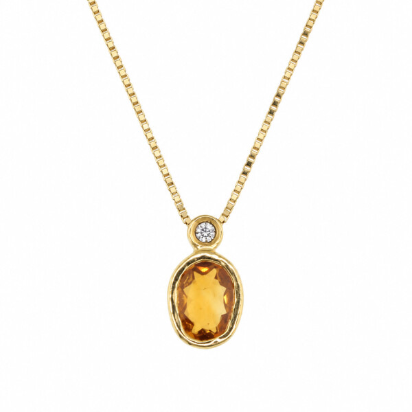 Colgante Silvia de Oro Amarillo 18k con Brillante y Citrino Colgante Silvia de Oro Amarillo 18k con Brillante y Citrino