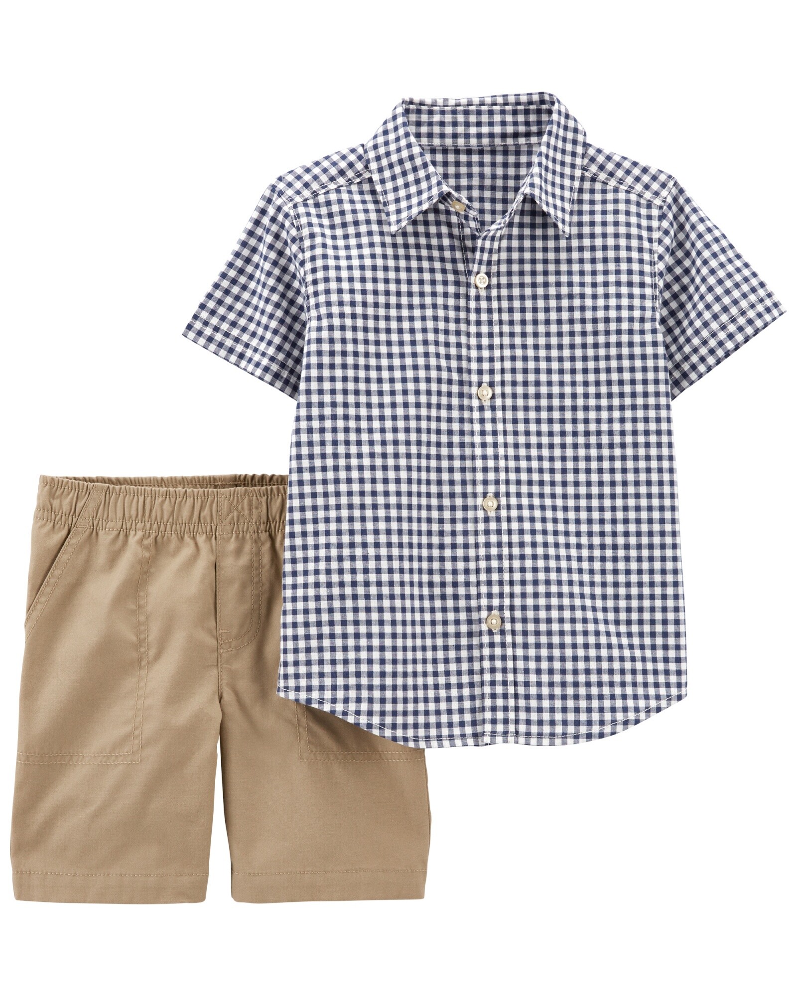 Set dos piezas short y camisa de algodón Sin color