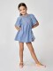 Vestido Con Bordados Azul Claro