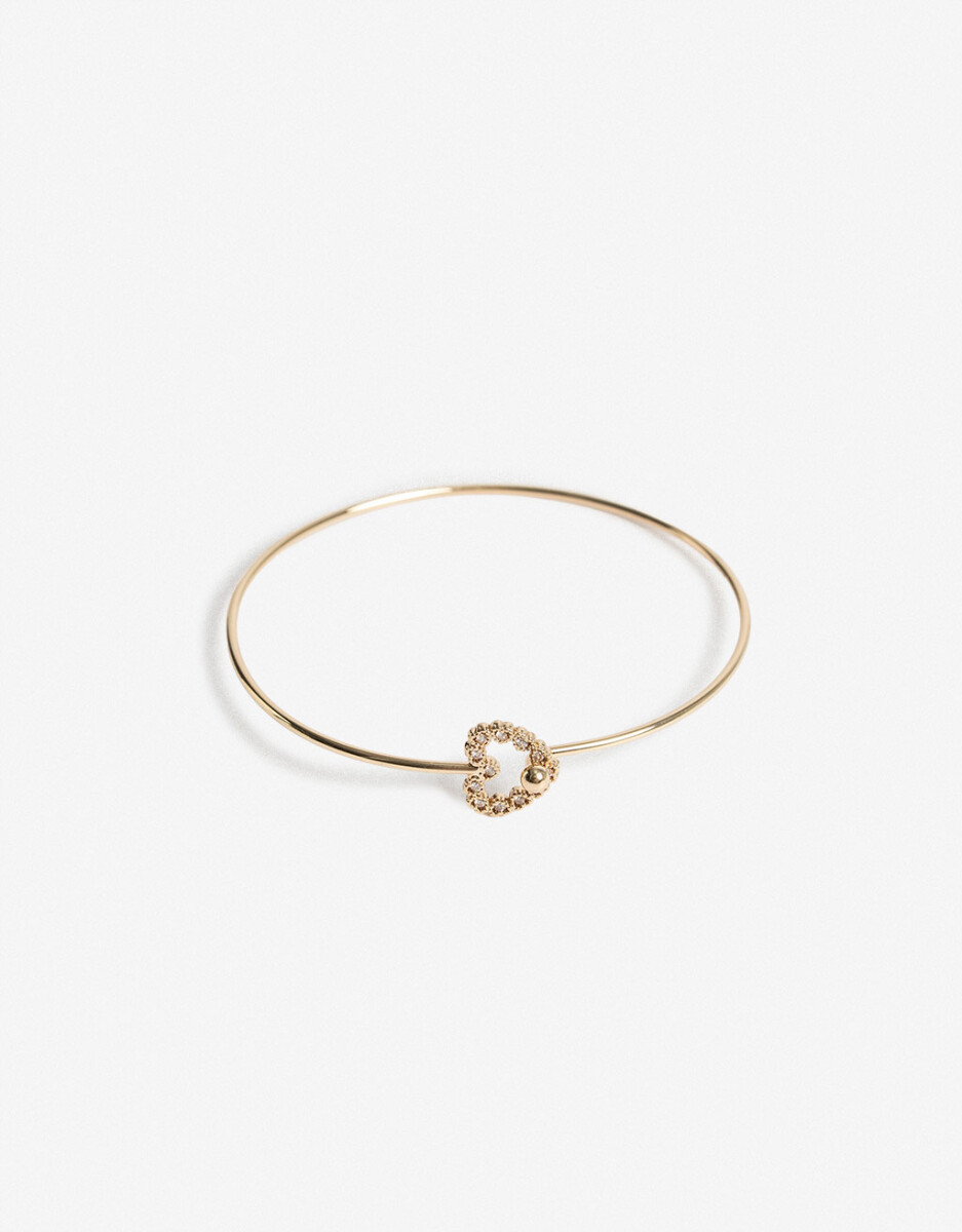 Pulsera Rígida Con Dije Corázón Cubic 