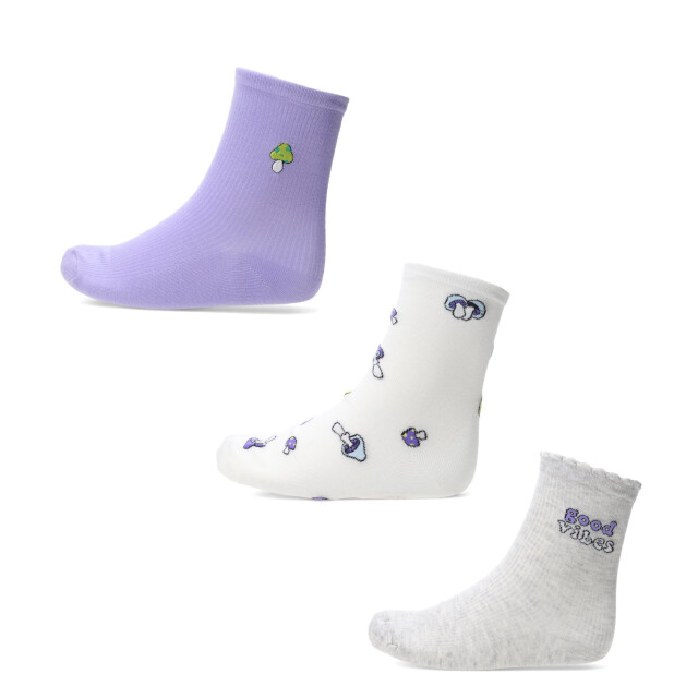 Medias de Mujer Miss Carol pack x3 white Gris - Blanco - Lila