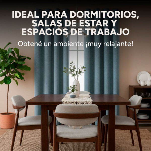 Cortina Blackout 100% Engomada Termica Set 2 Paños Tipo Lino Color Azul Piedra