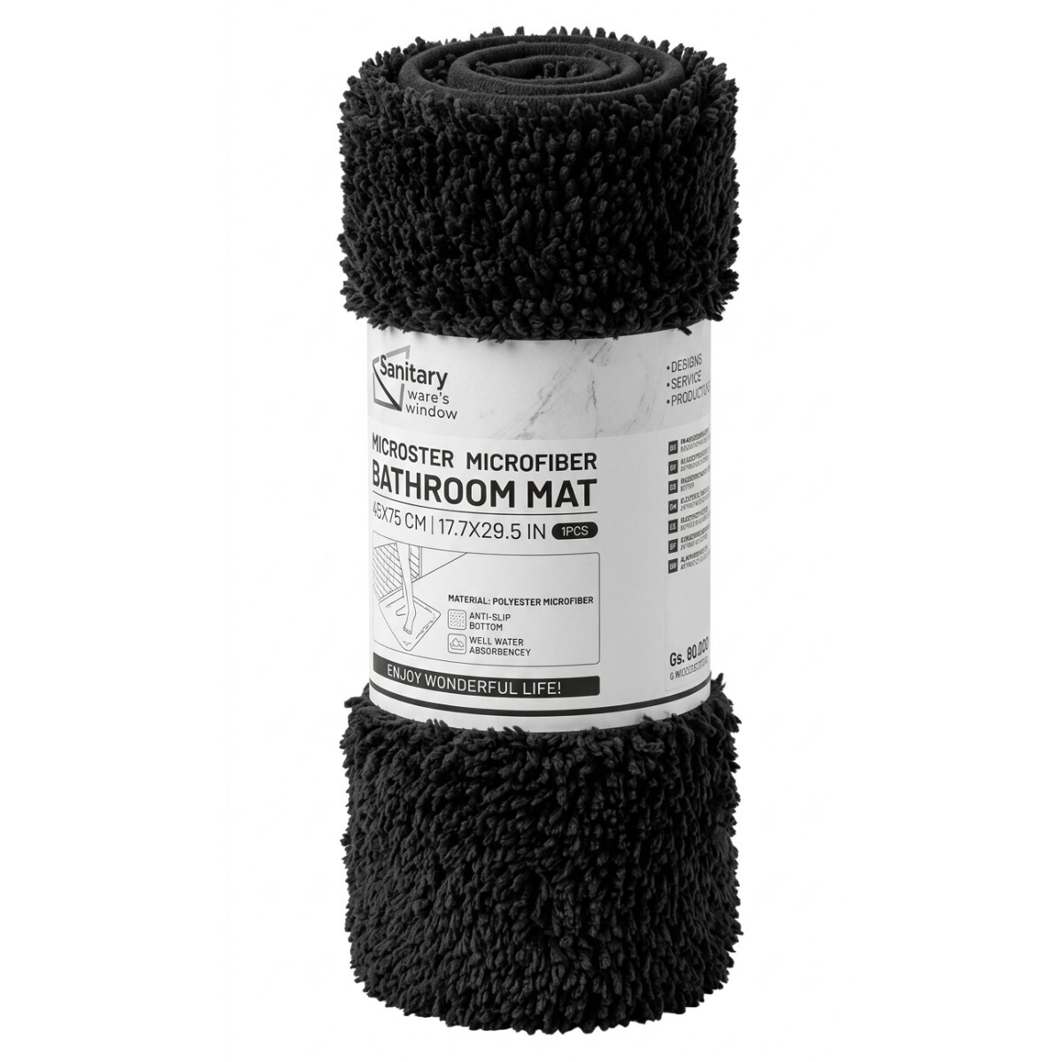 ALFOMBRA NEGRA P/BAÑO 45X75CM 
