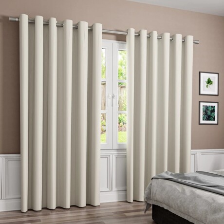 Set x2 paños cortina blackout 1,35m x 2,30m BEIGE