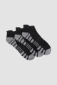 Pack x3 medias cortas con diseño deportivo Negro