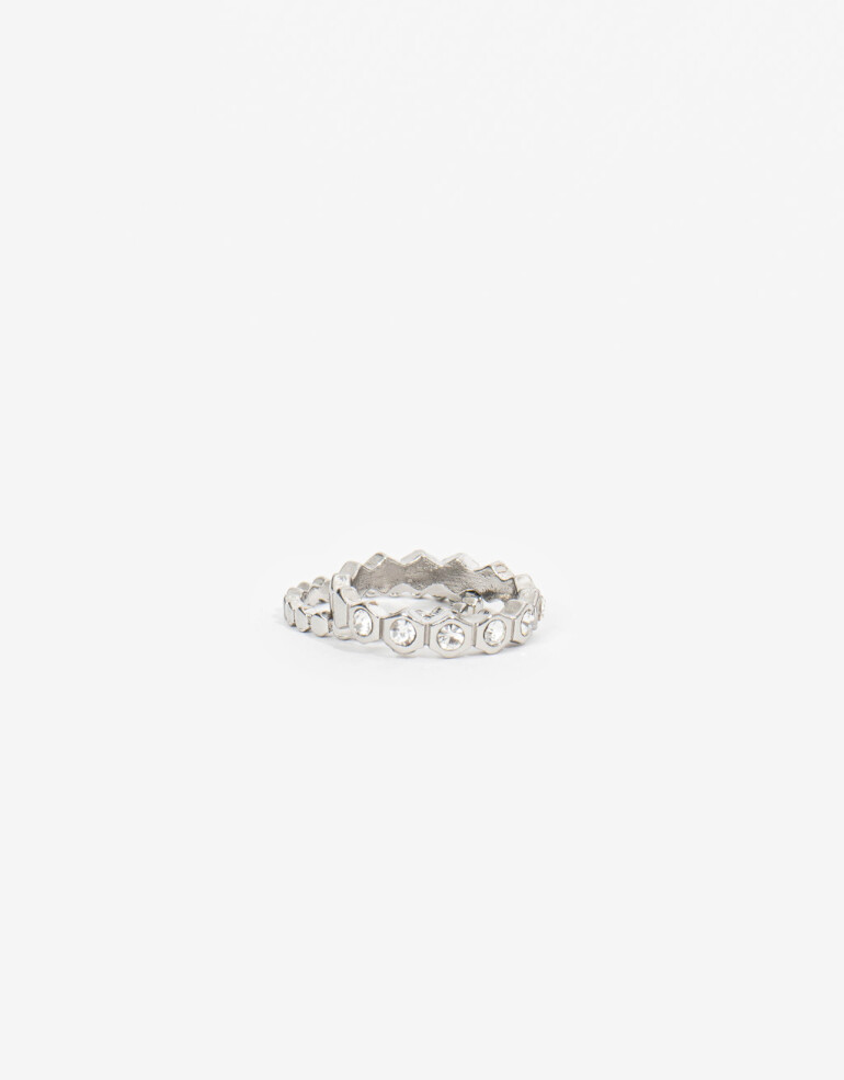 Sets Anillos Metal Set De Anillos Metal Con Strass - Plateado Rodio