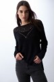 Sweater cinta escote bote calado negro