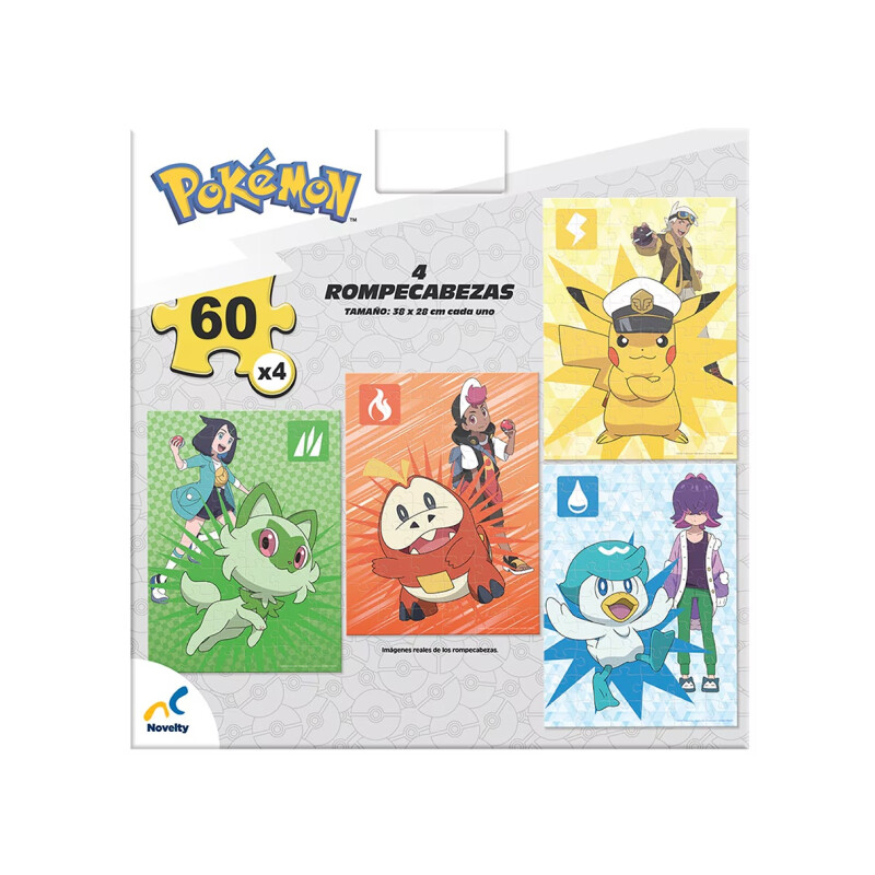Rompecabezas Pokémon 4 en 1 - 60 Pzas Cada Uno Rompecabezas Pokémon 4 en 1 - 60 Pzas Cada Uno