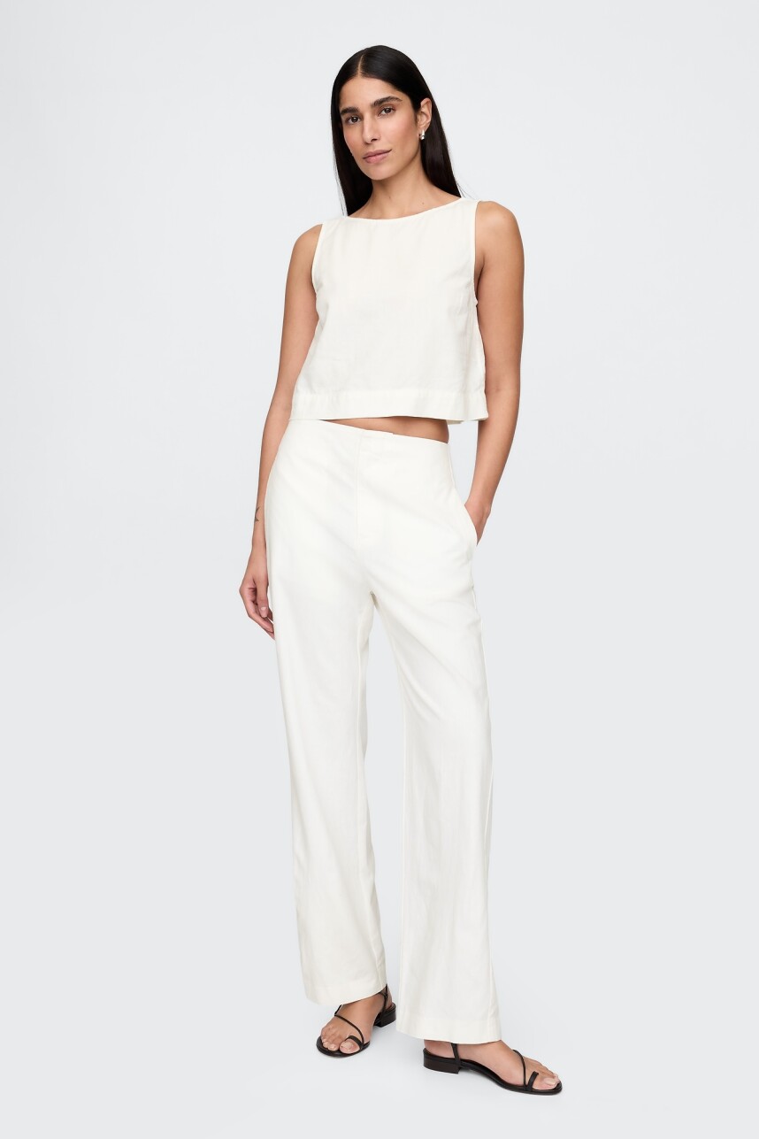 Musculosa De Lino Mujer New Off White