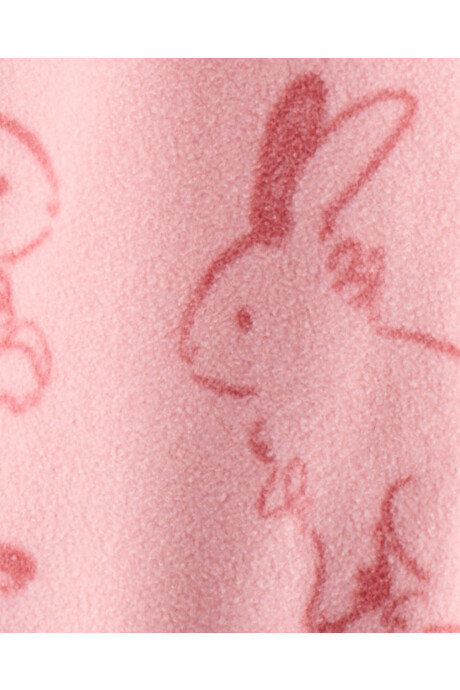 Pijama una pieza de micropolar, con pie, rosado, diseño conejos Sin color