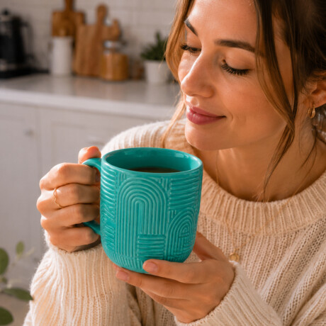 Taza de cerámica textura arcos Verde