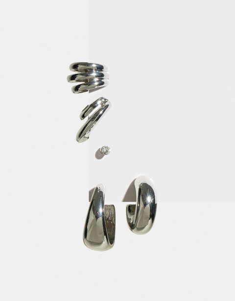 Aros Sets Metal Set De Aros Chunky - Plateado Rodio