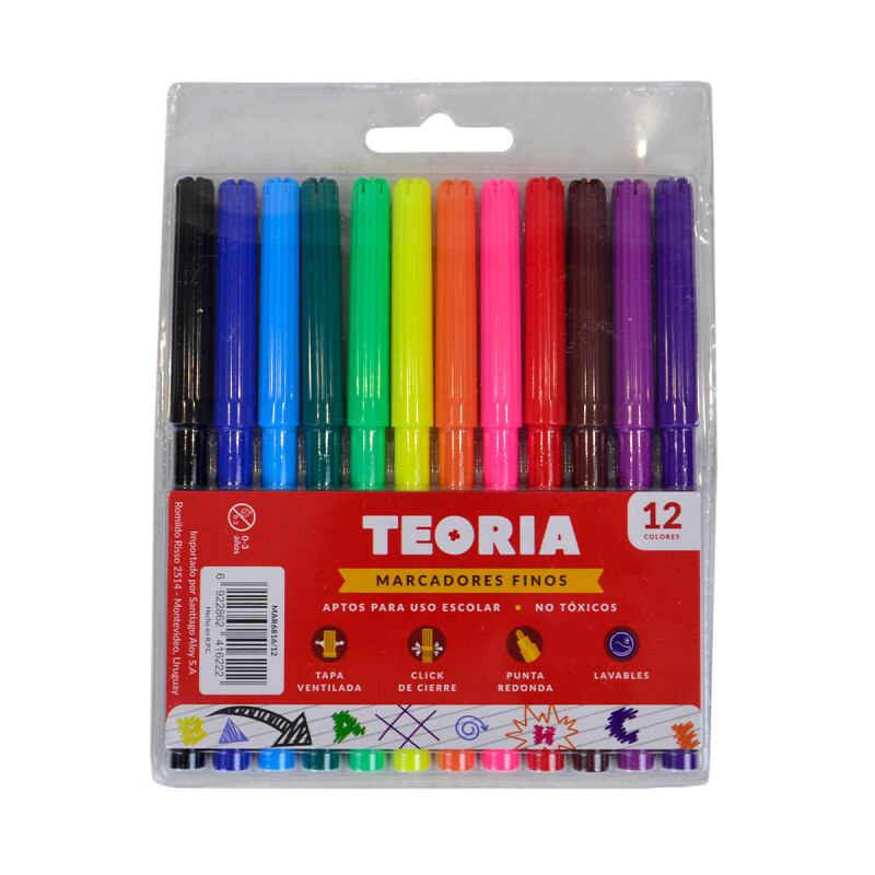 Marcadores fino Teoría+ x12 Colores COLORES