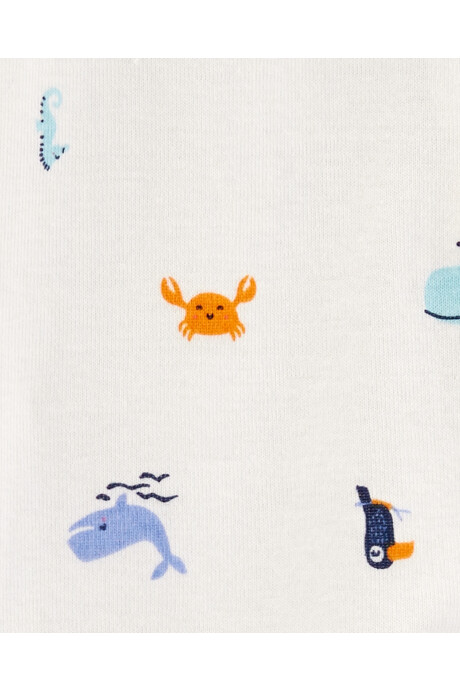 Pijama una pieza de algodón, diseño fauna marina Sin color