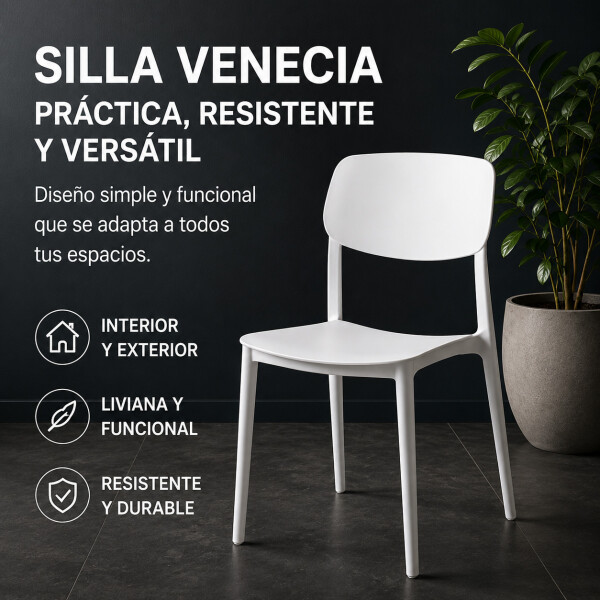 Silla de Comedor ComboHome Venecia Polipropileno Pack X4 Blanco 1