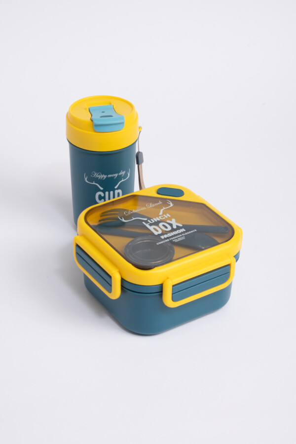 Set lunchera con vaso Amarillo Y Azul