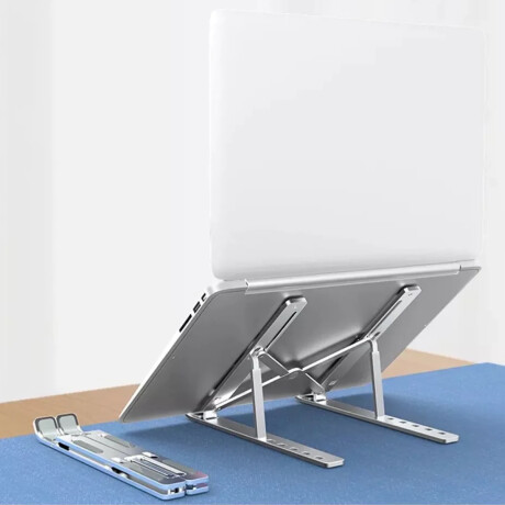 Soporte laptop regulable en altura de aluminio Plateado