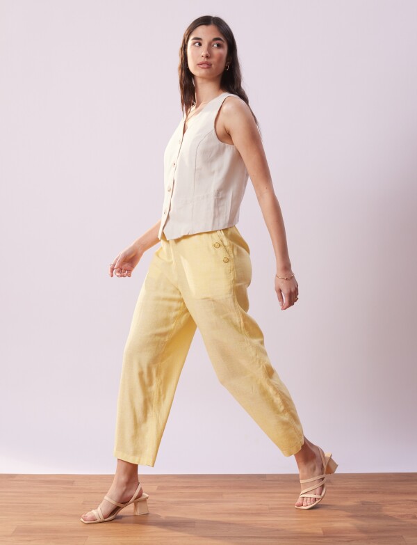 Capri Lino Det Botones AMARILLO