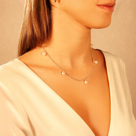 Cadena Aqua de MOON en plata 925 con perlas de rio Cadena Aqua de MOON en plata 925 con perlas de rio