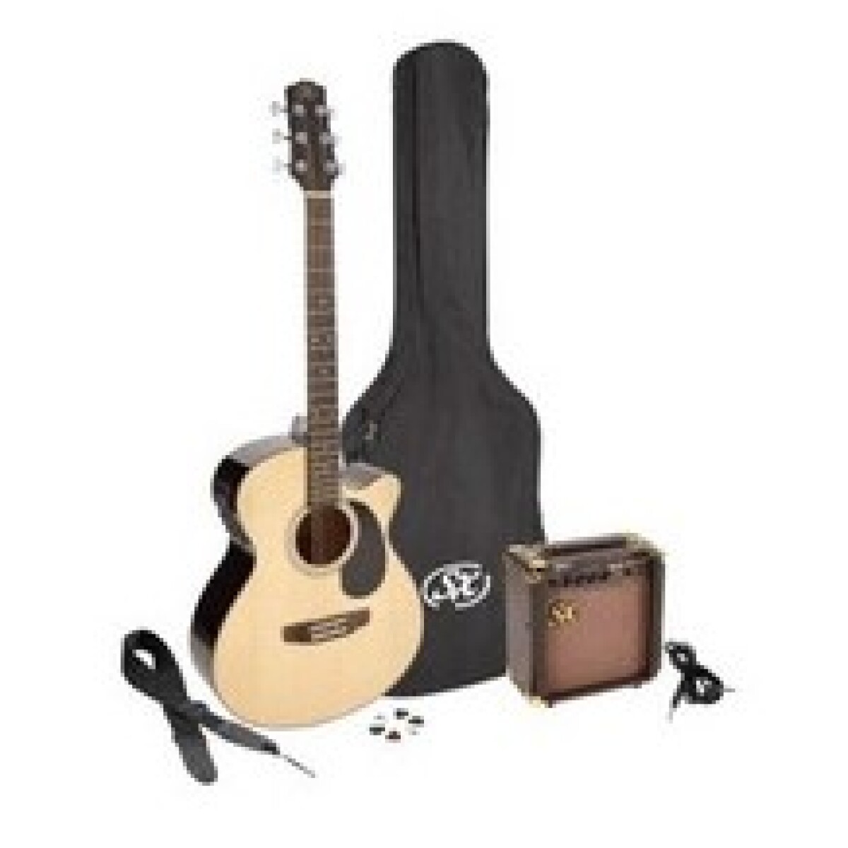 Pack Guitarra Electro Acústica Para Zurdo Sx Sa3 Natural 